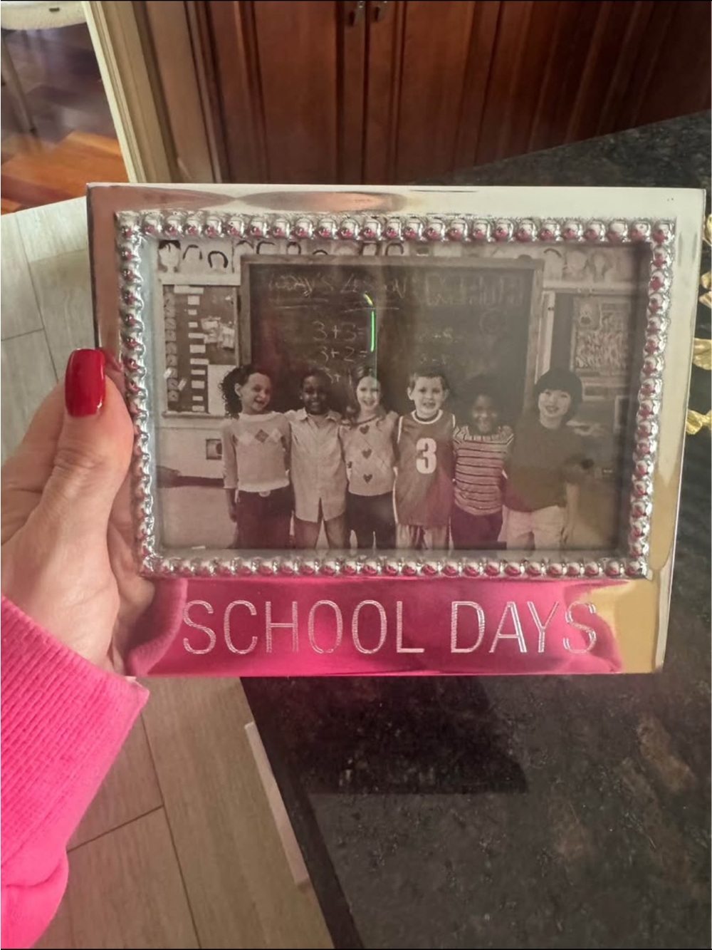 Mariposa Pink and Silver "School Days" Picture Frame 4x6